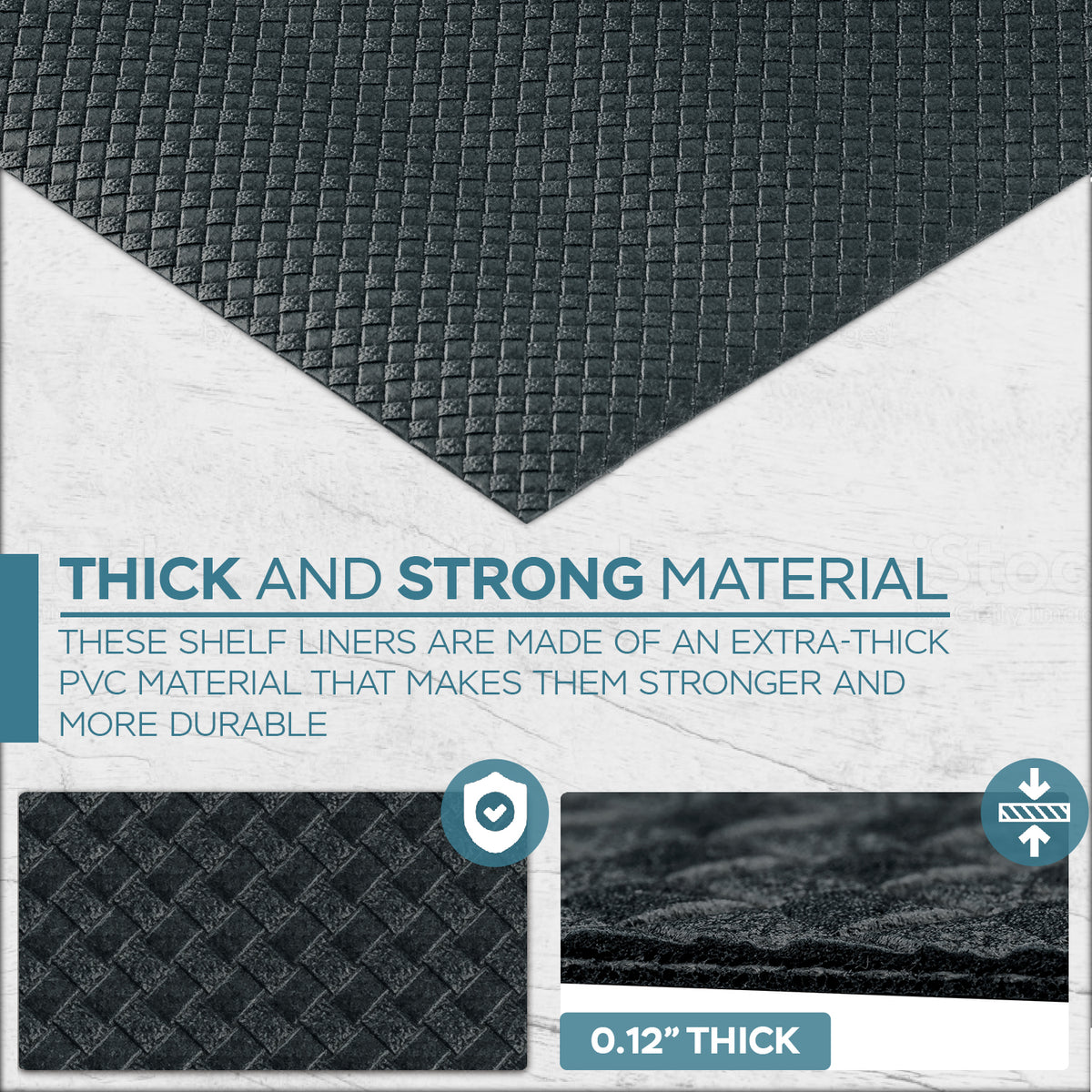 The Shelf Shield - Waterproof, Thick, Non-Slip Shelf Liner for Fridge, Kitchen, Cabinets, Drawers & Pantry